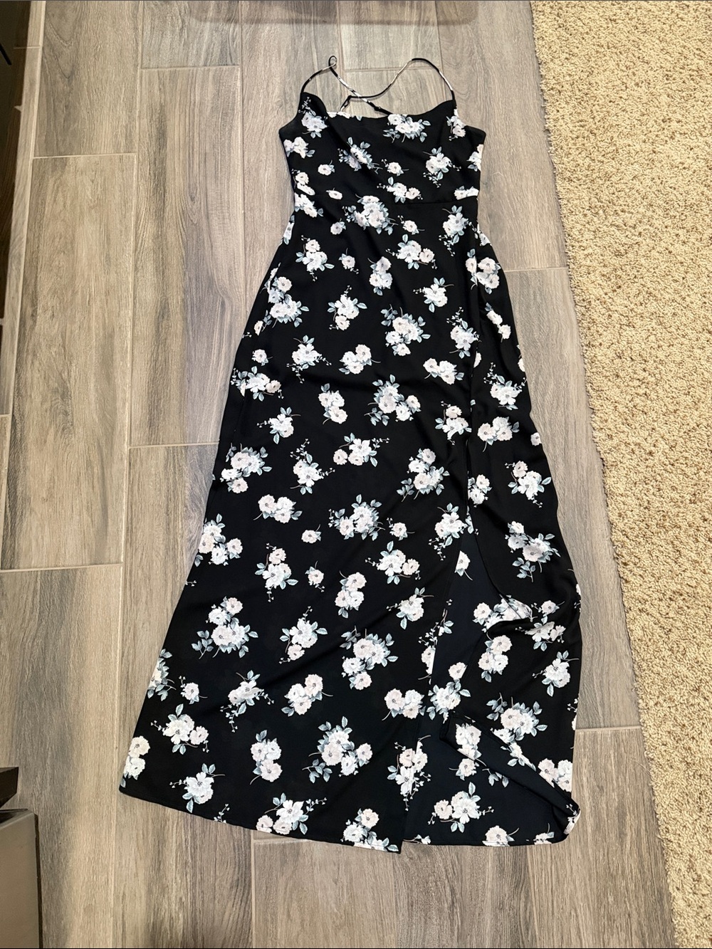 Express Black Floral Maxi Slip Dress